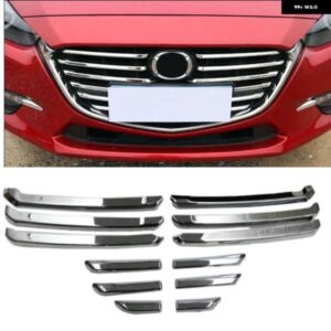 12個 ABS クローム プラスチック 自動車フロントセンター グリル カバー レーシング グリル トリム マツダ3 マツダ3 M3 アクセラ 2017 2018