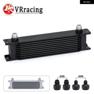 アルミ 汎用 エンジン トランス ミッション AN10 オイルクーラー 10列シルバー/ブラックVR7010