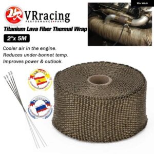 2インチ 5メートル チタンターボ マニホールド ヒートエキゾーストサーマルラップテープ + ステンレス タイ4個 VR1905T