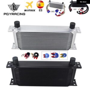汎用 16列 オイルクーラー キット オイル フィルター サンドイッチ アダプター ステンレス 編組AN10ホース PQY ステッカー 付き