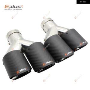 車用カーボンマットマフラーチップ Y字型 ダブルアウトレットマフラー マフラーノズル 装飾 汎用 ステンレス シルバー