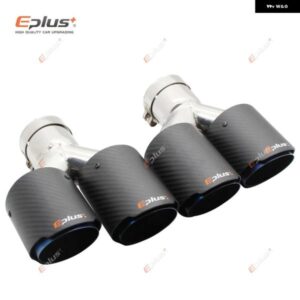 車用カーボンマットマフラーチップ Y字型 ダブルアウトレットマフラー マフラーノズル 装飾 汎用 ステンレス ブルー