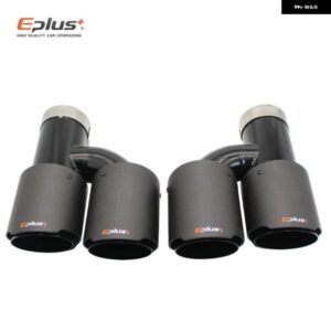 車用カーボンマットマフラーチップ H型 ダブルアウトレットマフラー マフラーノズル 装飾 汎用 ステンレス ブラック