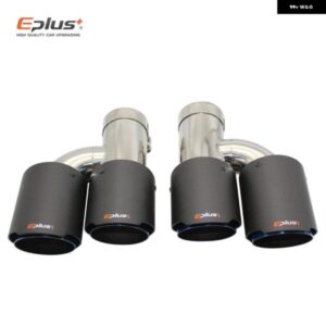 車用カーボンマットマフラーチップ H型 ダブルアウトレットマフラー マフラーノズル 装飾 汎用 ステンレス ブルー