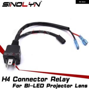 SINOLYN 12V 24V H4 ソケットコネクタリレーワイヤ LED 電球 ランプ BI LEDプロジェクターレンズ ライト H4配線 カーアクセサリー
