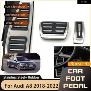 ステンレス 製AT車ペダル アウディ A8 D5 2018 - 22 アクセル ブレーキ穴 あけ不要 滑り止めペダルカバー パーツ