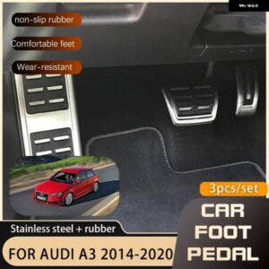 ステンレス 製 AT MT 車用ペダルカバー アウディ A3 8V 2014 - 20 燃料ブレーキ 滑り止め フットレスト ペダル パッド