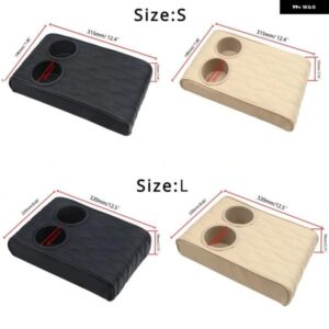 車用センター コンソール アームレスト ピロー ソフトで快適なメモリーフォーム アームレスト クッション マット カップ ホルダー 2個付き 汎用