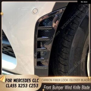 フロント バンパー ウィンドナイフブレード メルセデス GLC クラス C253 X253 GLC260 GLC300 2020 2021 2022 カーボンルック バンパー スポイラー
