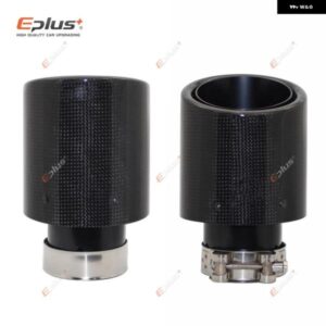 車用光沢カーボンマフラーチップ排気 システム パイプ マフラーノズル 汎用 圧着 ステンレス ブラック