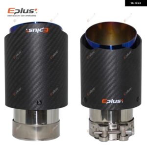 車用マットカーボンマフラーチップ排気 システム パイプ マフラーノズル 汎用 ストレート ステンレス ブルー