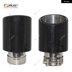 車用光沢カーボンマフラーチップ排気 システム パイプ マフラーノズル 汎用 圧着 ステンレス シルバー