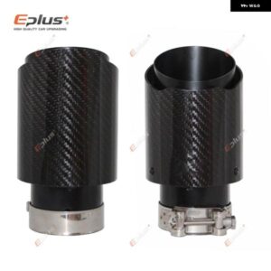 汎用 カー用光沢カーボンマフラーチップ排気 システム パイプ マフラーノズルストレート ステンレス ブラック