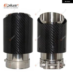 車用 汎用 光沢カーボンマフラーチップ排気 システム パイプ マフラーノズルストレート ステンレス シルバー