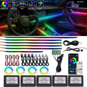22IN1 ダイナミックアクリル LED ストリップ 車内 LED ライト ワイヤレス APP リモコン 付き DREAMCOLOR 車内ライトキット