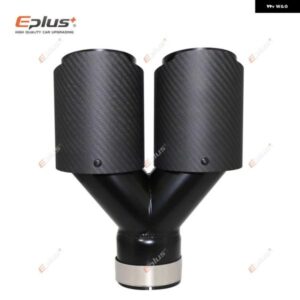 車用Y字型カーボンマットマフラーチップ ダブルアウトレットマフラー マフラーノズル 装飾 汎用 ステンレス ブラック