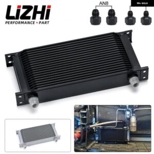 19列 汎用 英国タイプアルミ エンジン トランス ミッション オイルクーラー 10ANメス-8AN 6ANオスフィッティング アダプター 付きLZ7019