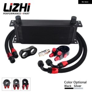 AN10 汎用 16列 オイルクーラー キット +オイル フィルター サンドイッチ アダプター + ステンレス 編組AN10ホース+ラインセパレーター