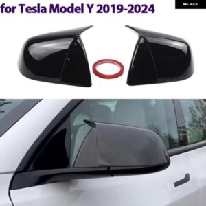 車用サイドドアバックミラー キャップ ウィングサイドミラー カバー テスラ モデルY モデルY 2019-2024 ブライトブラック