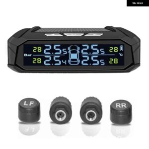 車用TPMSタイヤエア圧 システム ソーラーパワーデジタル ディスプレイ 4 アウター センサー付き自動車セキュリティアラーム システム