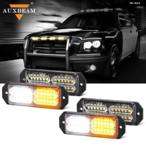 フロント バンパー グリル 4個 24 LED グリル ストロボライト 12-24V 17点滅モード 緊急 ハザード灯 アンバー /ホワイト/ブルー/レッドライト