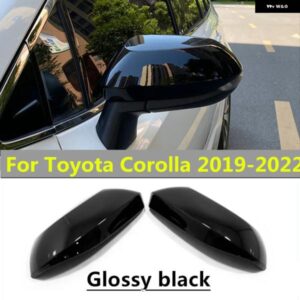 2X 光沢ブラック 外装 サイドバックミラー カバー トリム キャップ トヨタ カローラ 2019 - 22