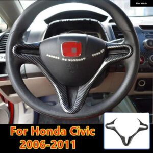 ホンダ シビック 2006-2011 カーボン インナー ステアリングホイール カバー トリム 装飾