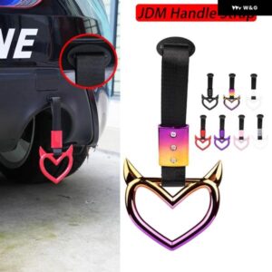 ツリカワ ハンドルリング ハート トレイン バス ハンドストラップ スタイリング ドリフト チャーム カーハザード牽引ストラップフック ステッカー 1個