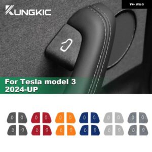 テスラ モデル3 ハイランド 2024年以降 イタリアントップ スエード ドアスイッチパッチ トリム カバー 装飾 カーアクセサリー