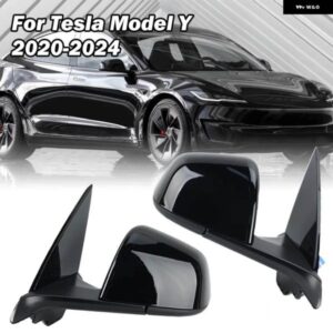 13ワイヤードアバックミラー アセンブリ テスラ モデルY 2020-2024ブラックバッフル付きラベルなしアンチグレアアイピースサイドミラー なし