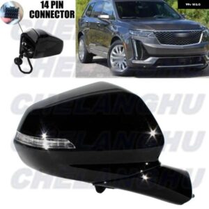 キャデラック XT6 2020-23 ユーロ バージョン 右側 14ピン ブラック塗装 メモリー ブラインド スポットパワーフォールドミラー アセンブリ