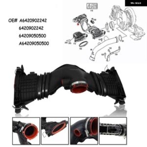 6420902242 メルセデス ベンツ C/E/M/R クラス エンジンパイプ 5ピンエアインテークダクトホース マスセンサー付き 6429050500