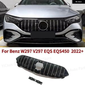 フロント グリル メルセデス ベンツ W297 V297 EQS EQS450 EQS580 2022+ 4ドア GT スタイル シルバーカーアッパー バンパー フードメッシュ グリッド