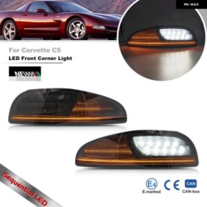 ユーロスモークLED バンパー フェンダー コーナーライト アセンブリ キット シボレー コルベット C5 1997-2004 ダイナミックウィンカー /DRL/ポジション