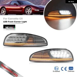 シボレー コルベット C5 1997-2004 フロント バンパー LED フェンダー サイドマーカー コーナーライト アセンブリ キット ダイナミックウィンカー /DRL