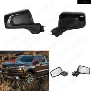 シボレー シルバラード 1500 2019-23 US バージョン パワー調整ヒート ブラック塗装リアミラー アセンブリ 1ペア