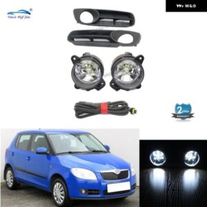 フロント バンパー LED フォグランプ ワイヤー グリル カバー カーライト シュコダ ファビア MK2 ルームスター 2007 2008 2009 2010