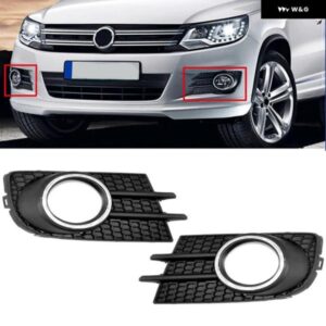 フォグランプ ベゼル カバー フォルクスワーゲン ティグアン 2012-2018 フロント バンパー ランプ フレーム ブラック/クロームリング付き