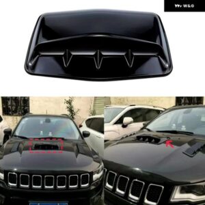 ブラックフードスクープカーフードベント 汎用 エアインテーク グリル インレット トリム 装飾 カバー ターボ ボンネット ベントカバー アクセサリー