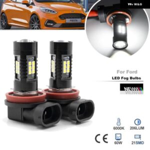 フォード フィエスタ 5 6 7 2002-2021 キャンバス ピュアホワイト LED H8 H11 フォグランプ バルブ ヘッドライト ちらきなし ドライビングライト 2個
