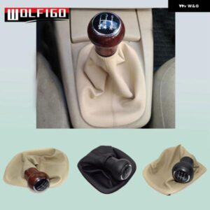 ベージュ/ブラック/マホガニー 5速 12MM ギア シフト ノブ PUレザー ゲイター ブーツ カバー 付き VW PASSAT B5 B5.5 1998-2004