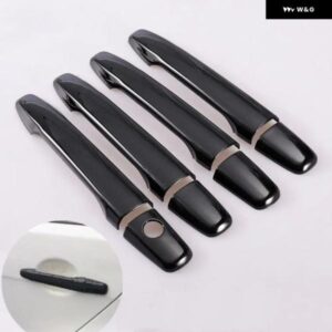 プジョー 4007 2007-2012 光沢ブラックカーボンクロームカー ドアハンドル カバー トリム ステッカー スタイリング 自動車アクセサリー