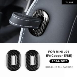 車 フロントリア シートハンドル ステッカー デカール カバー プロテクター アクセサリーリアルハードカーボン BMW MINI COOPER E SE J01 EV 2024 2025