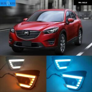 1ペア LED デイタイム ランニングライト イエローウィンカー フォグランプ オートDRL マツダ CX-5 CX5 2012 - 16
