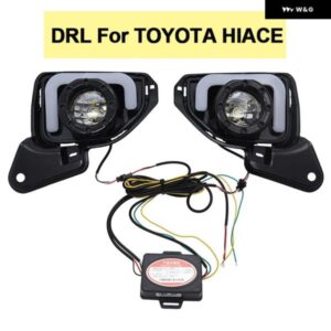 LED DRL デイタイム ランニングライト フォグランプ アセンブリ トヨタ ハイエース コミューター 2014 2015 2016 デイライト ワイヤー スイッチ ウィンカー