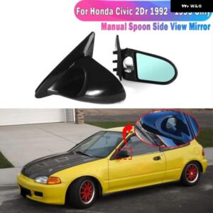 2個 車用サイドウィングミラー 手動調整バックミラー ホンダ シビック EG 2D 1992-1995 ブラック/カーボン