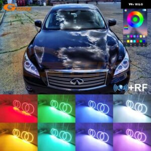 インフィニティ M M25 M37 M56 Q70 日産 フーガ Y51 RFリモートBLUETOOTHアプリ マルチカラー超高輝度RGB LEDエンジェルアイキット ハローリング