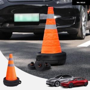 テスラ モデル3/Y ジュニパー 2021-2025 折りたたみ 式交通反射安全コーン リフティングジャック付き 多目的アクセサリー
