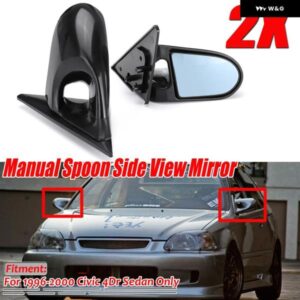 ペア 手動調節式バックミラー ホンダ シビック 4ドア セダン 1996-2000 スプーン スタイル ドア サイド ウィング ビューミラー