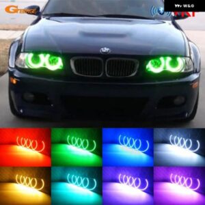 4個 131MM BMW E36 E38 E39 E46 RFリモートBLUETOOTH対応アプリマルチカラー超高輝度RGB LEDエンジェルアイハローリングキット